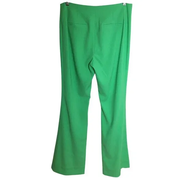ALICE + OLIVIA Garden Green Flare Pants 10 High Waist Statement Designer Luxe - Picture 6 of 9